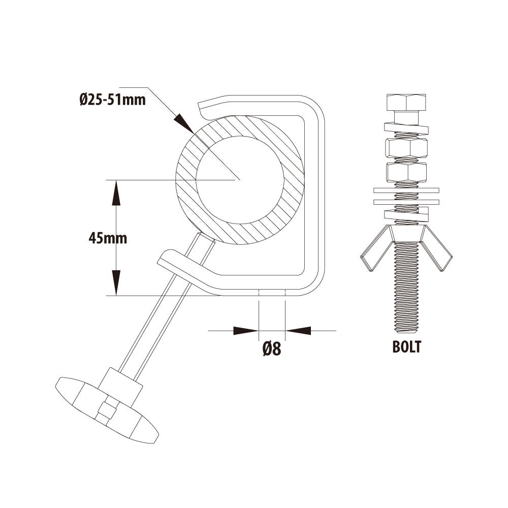 C-04 - Steel Hook Clamp dimension drawing
