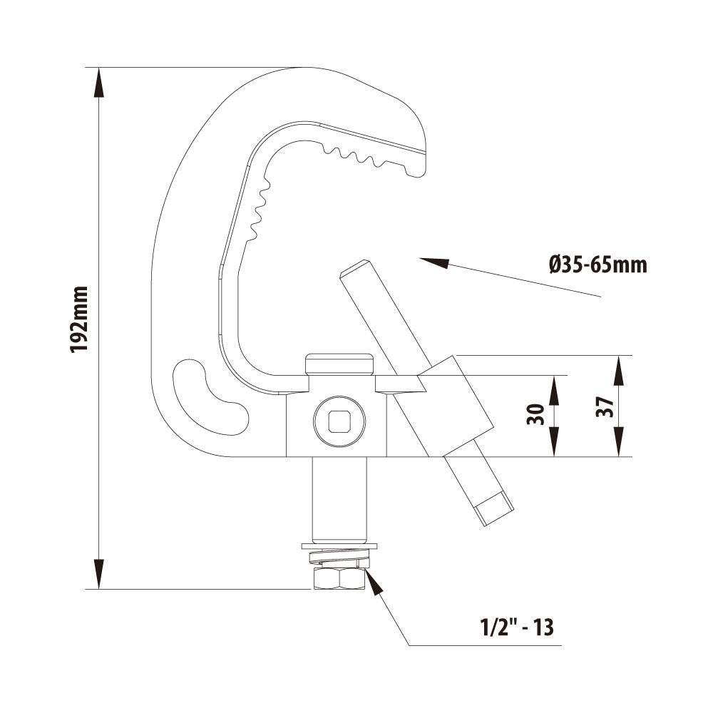 C-06T - Titan Iron Casting Clamp dimension drawing