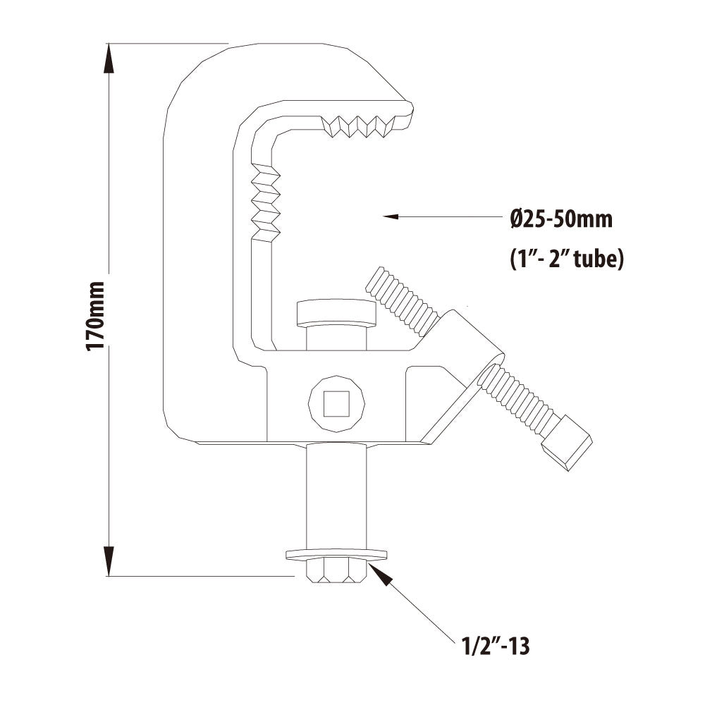 C-06 - Heavy Duty Iron Casting Clamp dimension drawing