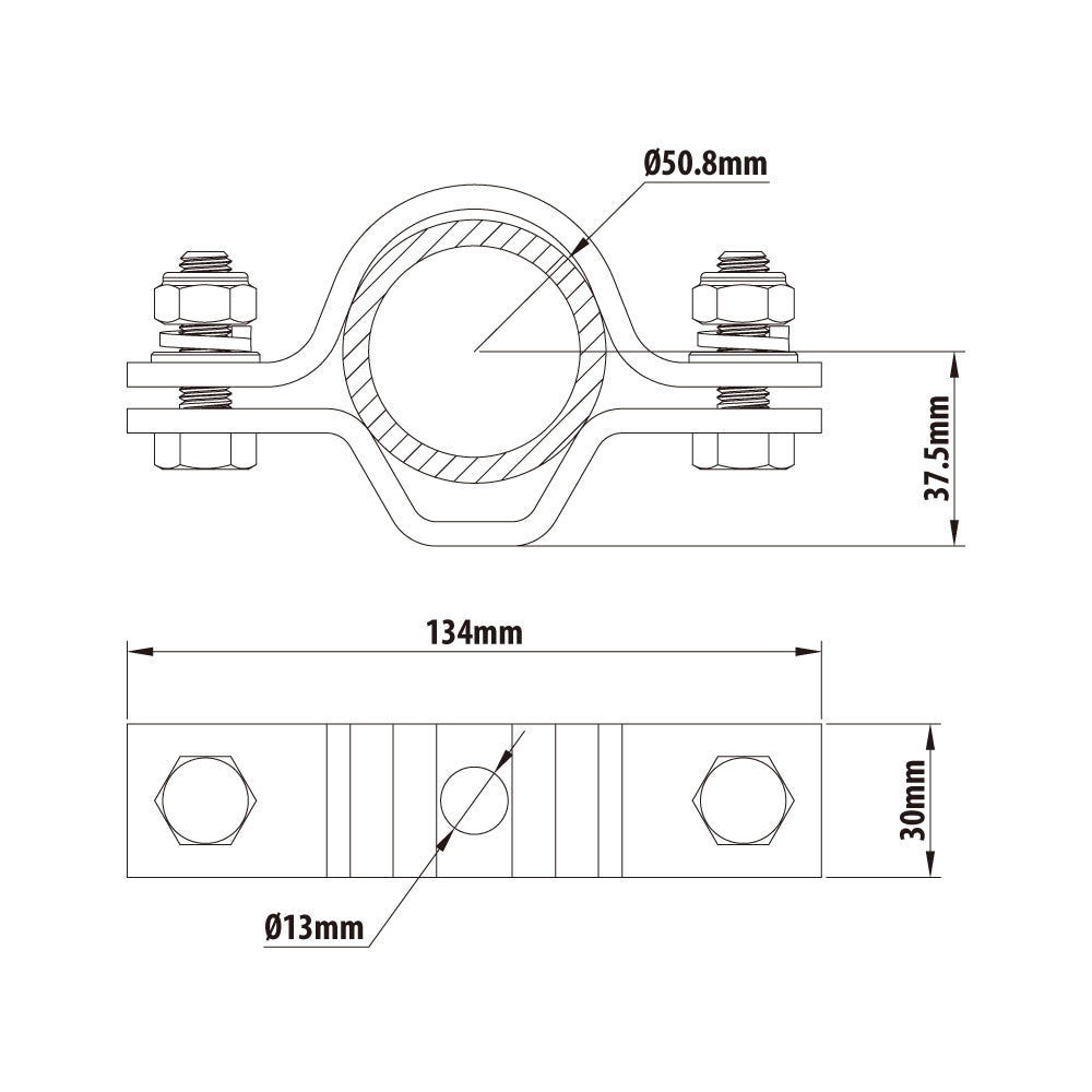 C-18 - KUPO Tube Suspension Clamp, Silver, 2" Tube