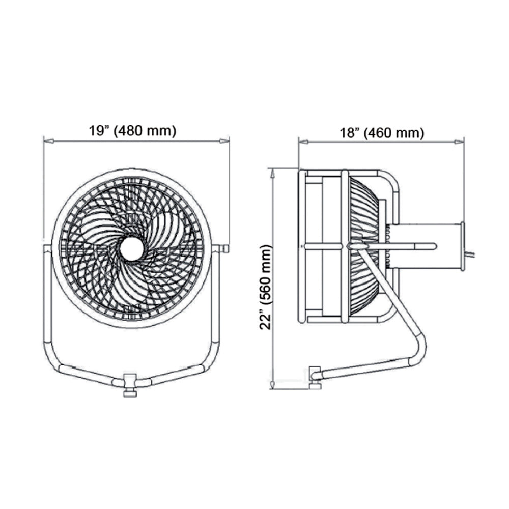 DF-502-EU - Digi-Fan II dimension drawing