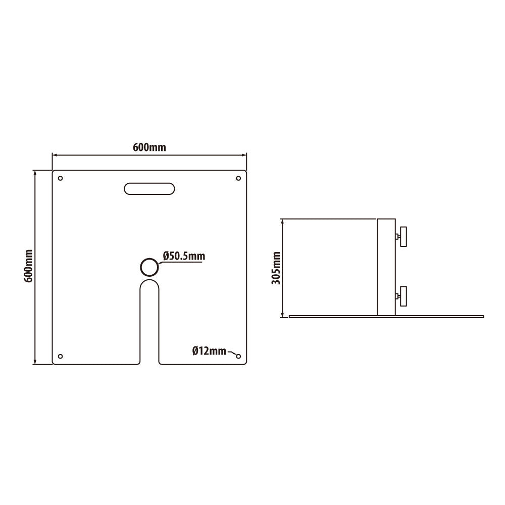KBS-6060 - Boom Base dimension diagram