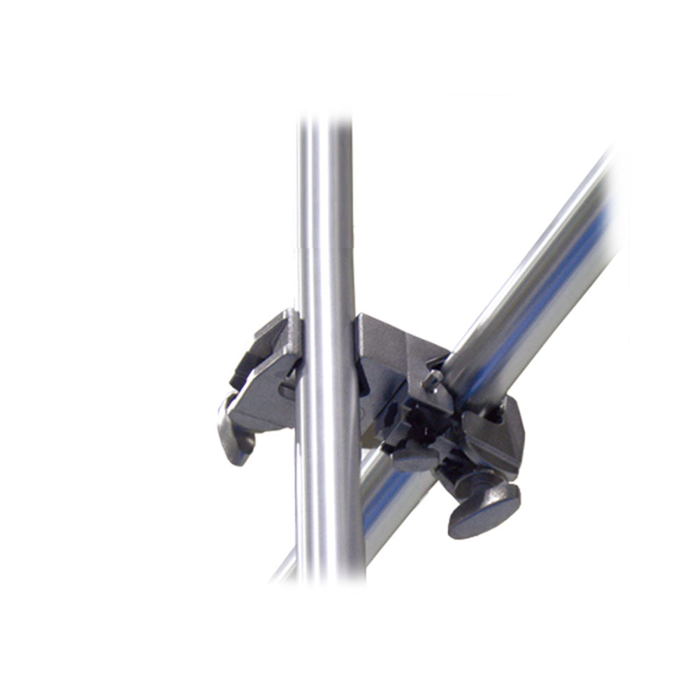KCP-720B - Double Super Convi Clamp, Black mounted between round tubes