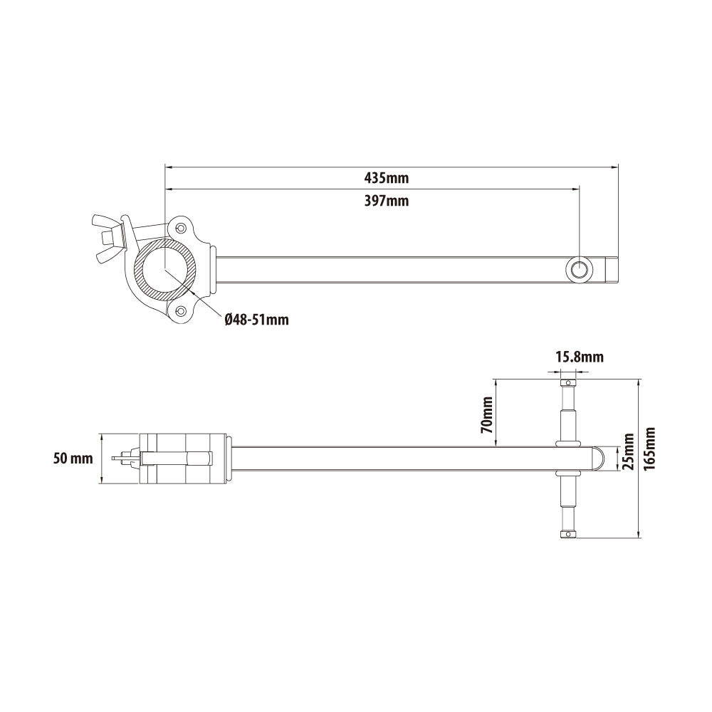 KCP-808 - Baby Side Arm dimension diagram