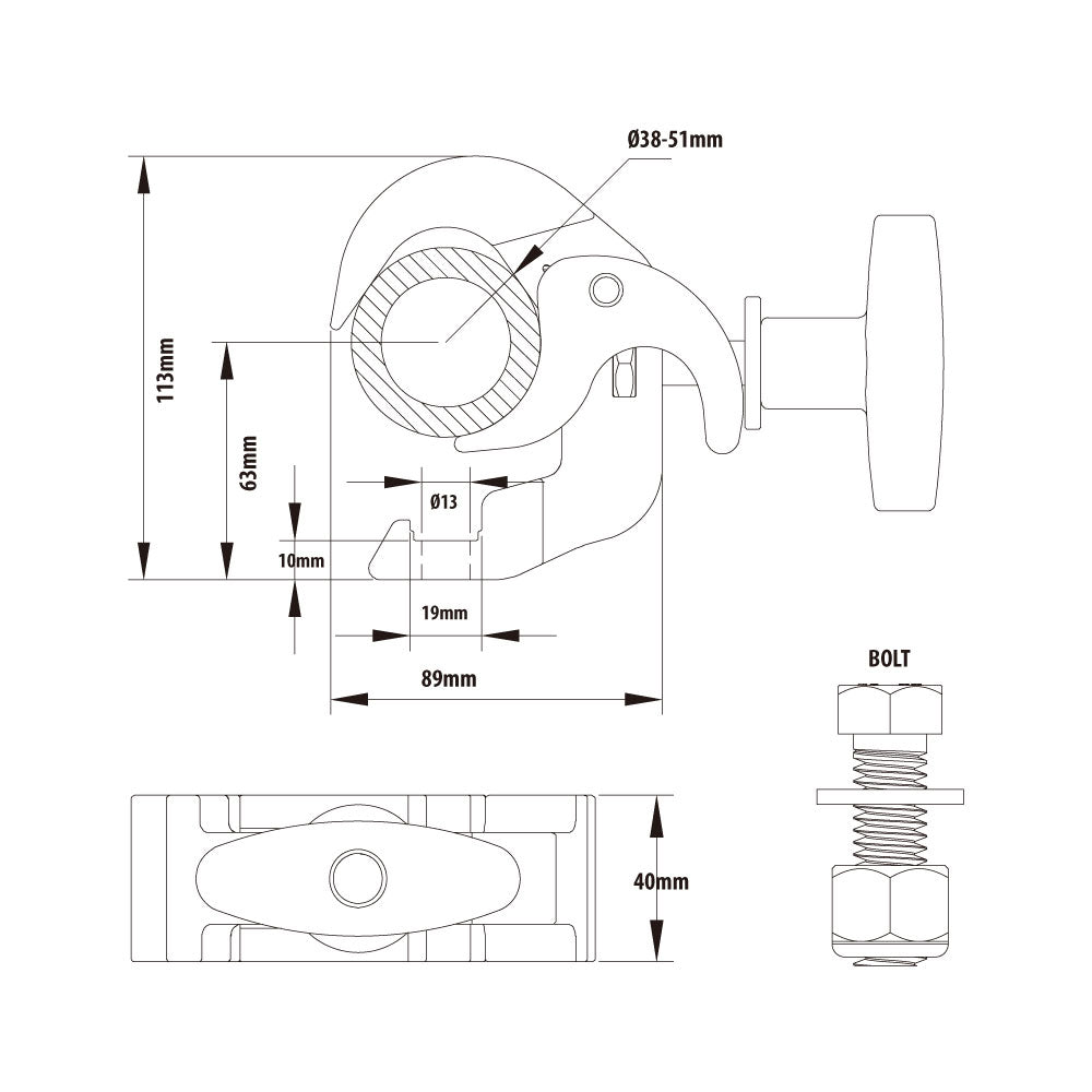 KCP-810 - Arch Coupler, Polished dimension diagram