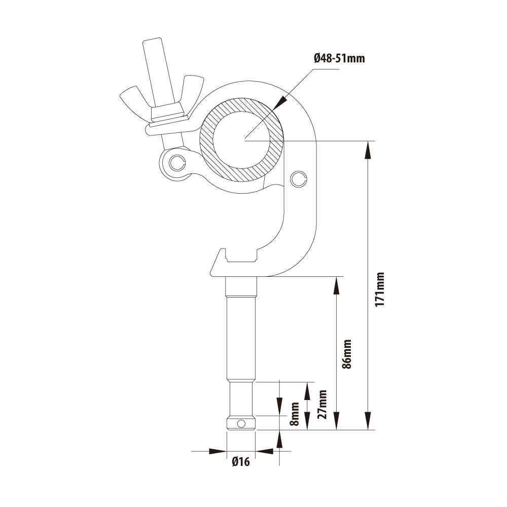 KCP-829 - Slim Handcuff Stud Coupler dimension diagram