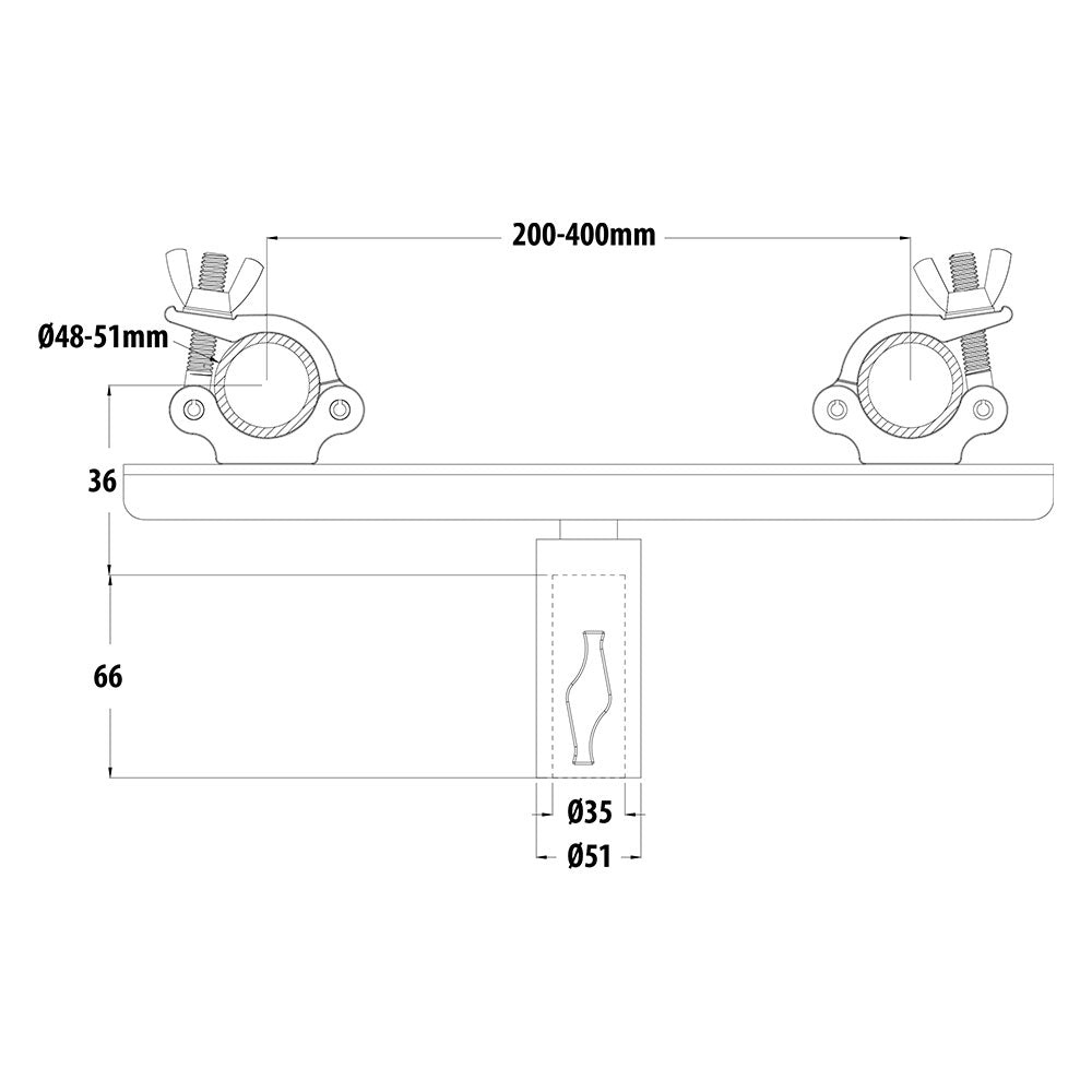 KCP-835F - Truss Adapter for Speaker Stand dimension diagram
