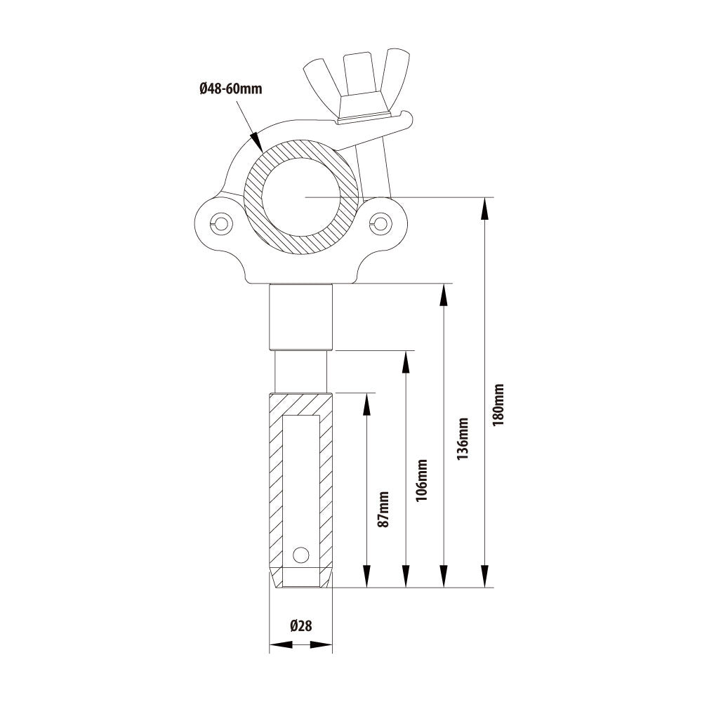 KCP-854 - Mighty Spigot Coupler dimension diagram