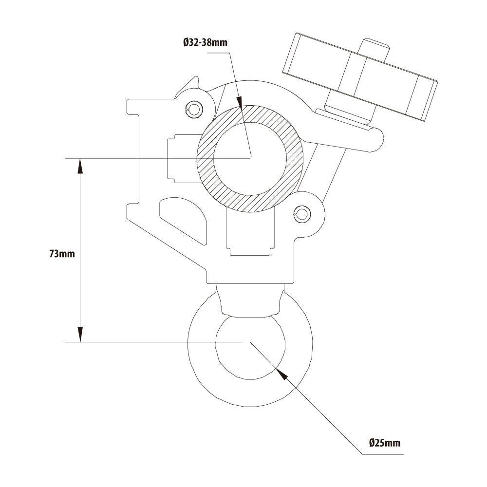 KCP-863 - Nugget Eye Ring Opening Coupler, Polished dimension diagram