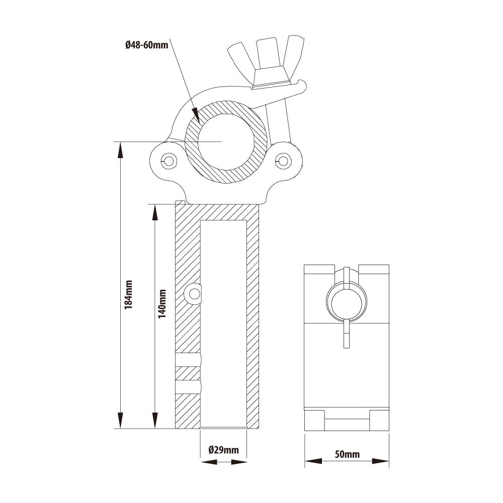 KCP-877 - Mighty Quick TV Coupler dimension diagram