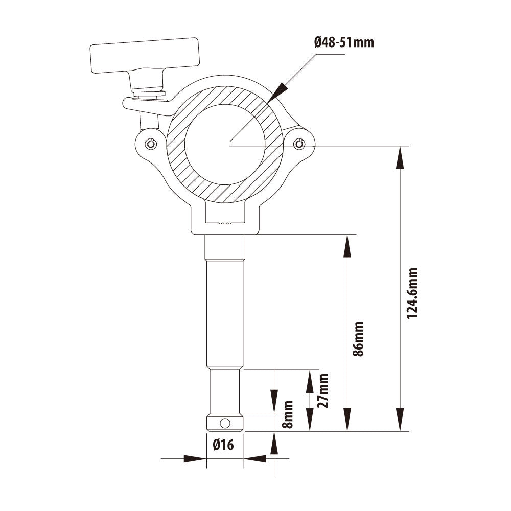 KCP-906 - Burger Stud Coupler dimension diagram