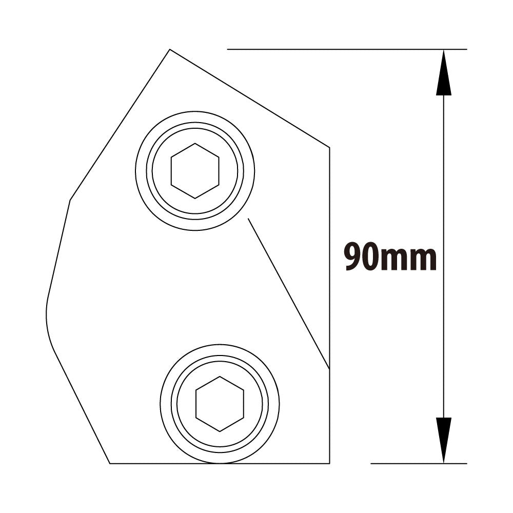 KPC-029B - Pipe Clamp Adjustable Short Tee (Black) dimension diagram