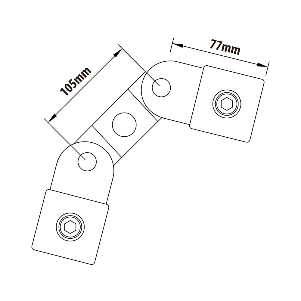 KPC-067 - Pipe Clamp Double Swivel Combination (Silver) dimension diagram