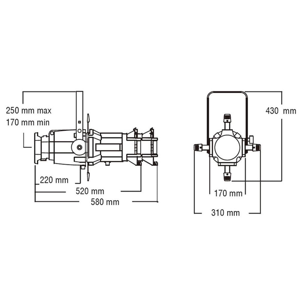 ML-7526B - ML-7526B Megalite Ellipsoidal Spotlight 26° dimension diagram