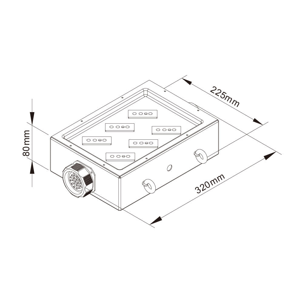 PDB-001D - Steel Power Box dimension diagram