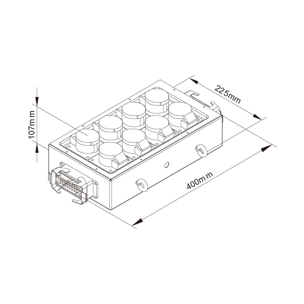 PDB-005D - Steel Power Box dimension diagram