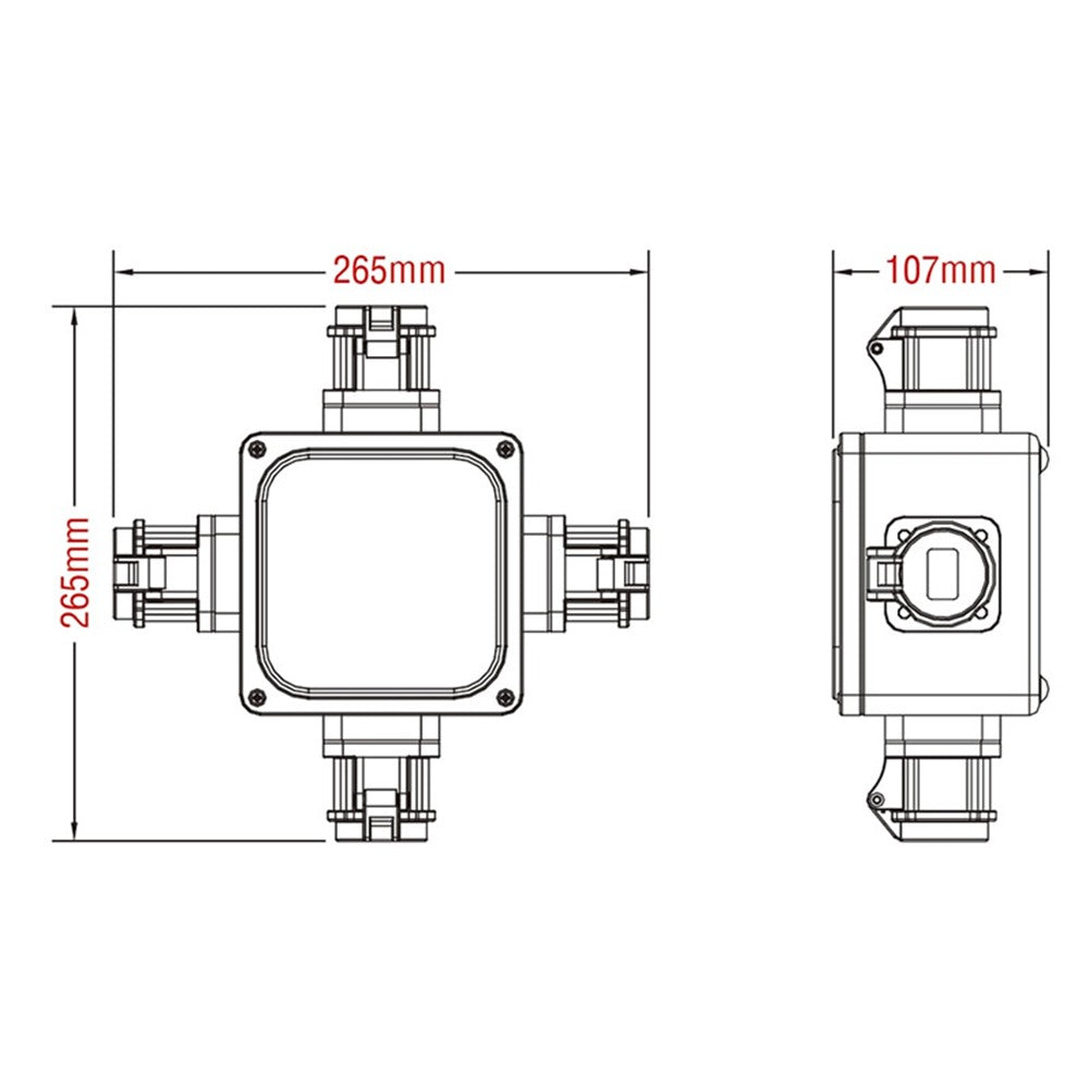 PDB-C1301G - KUPO K-Lok 400 A Rubber Cubic Power Distro Box - Greendimension diagram