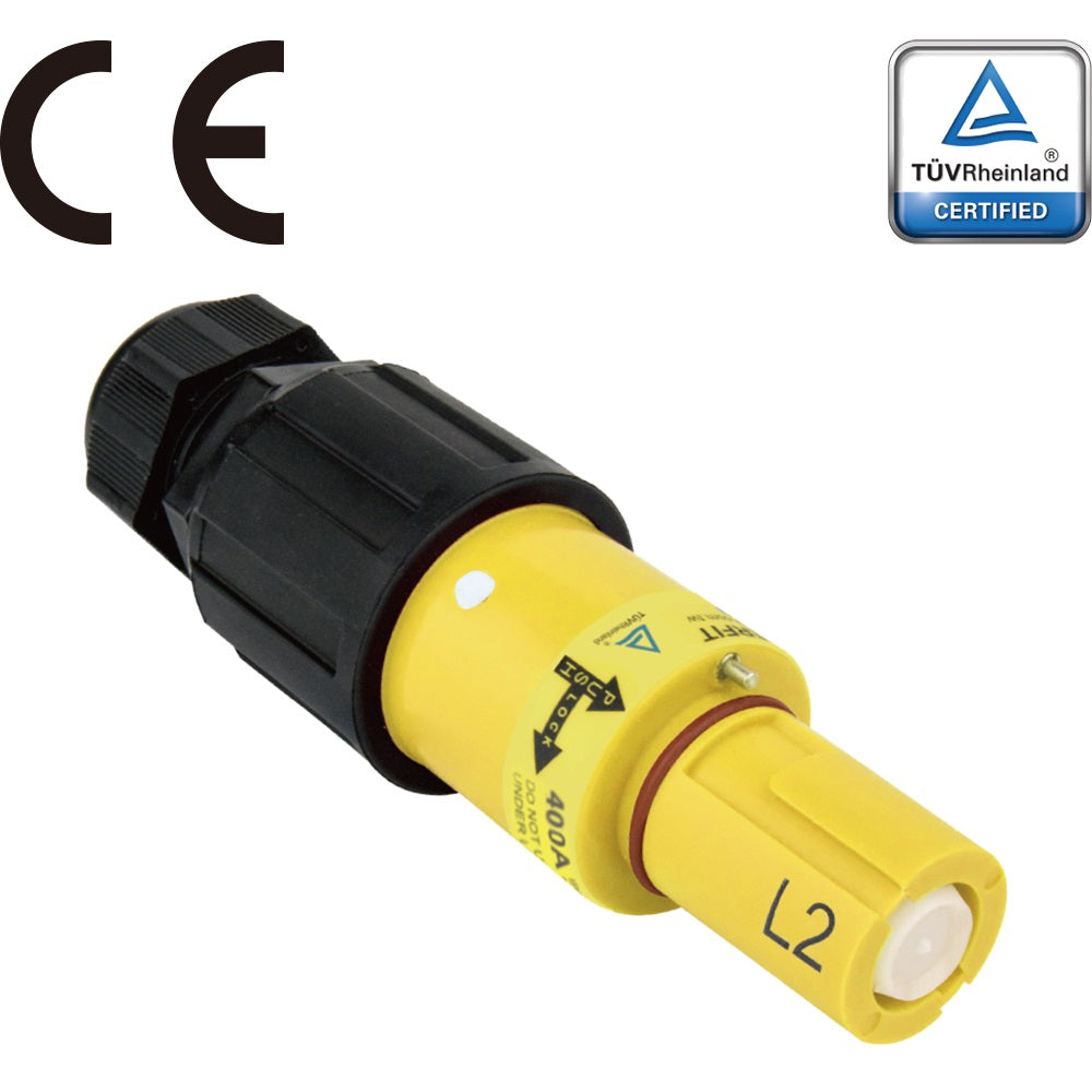 PFLD-2Y-S120M40A - PowerFit 400 A Line Drain, L2 (Phase B) Yellow (UK (Old Standard))