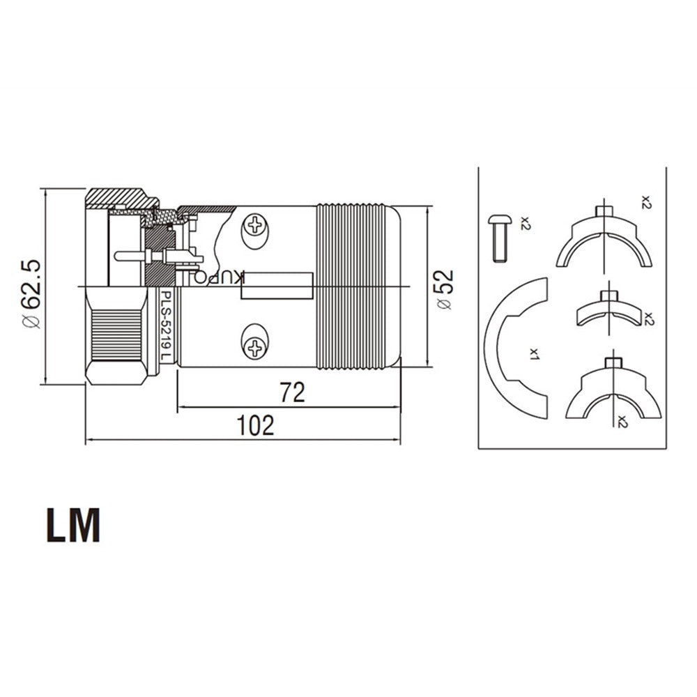 PLS-5219CLM - Line Male, connector pin detail