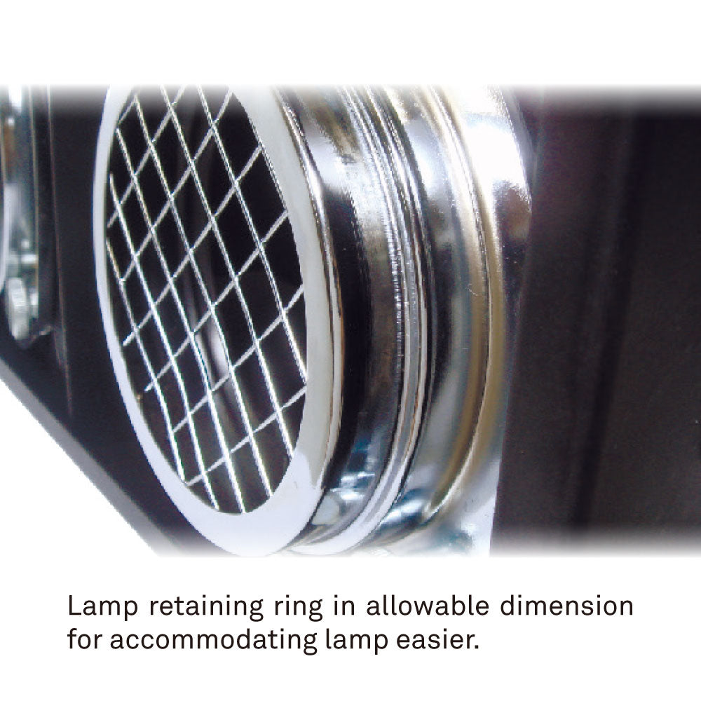 SB-369 - KUPO 9-Lite Bank Lite Unwired, lamp retaining ring detail