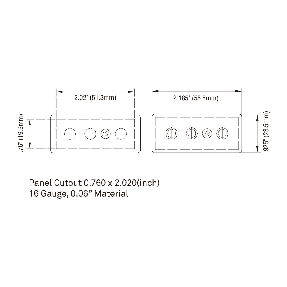 TSP-20SM - Panel-Mount / Surface Male, panel mounting detail