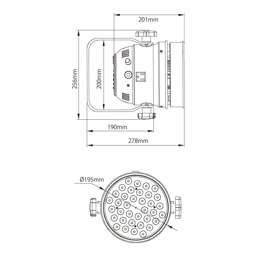 ZPL-56W - LED Par - 56, White Finish, dimension diagram