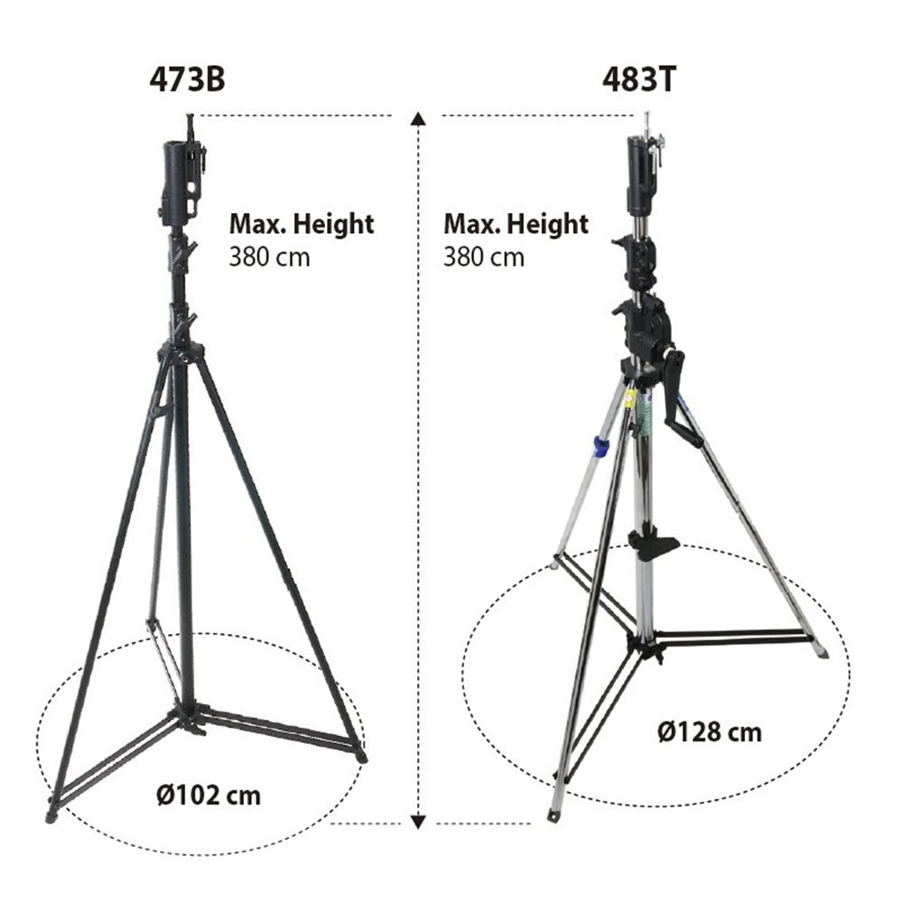 473B - Tall Stand height and footprint comparison