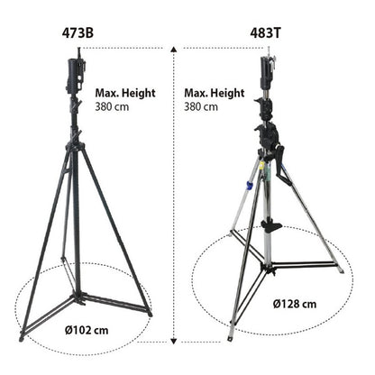 473B - Tall Stand height and footprint comparison