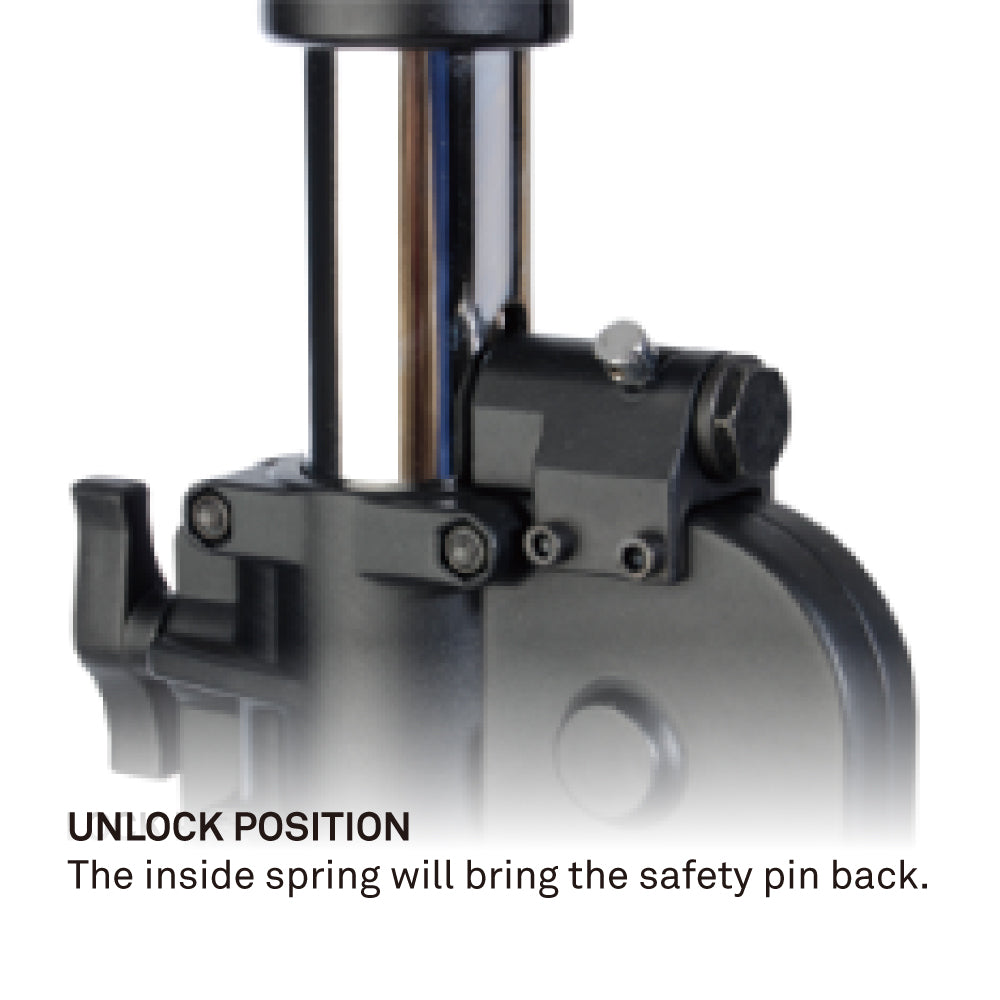 483BT - 3 SCT Wind-Up Stand safety pin unlock position detail