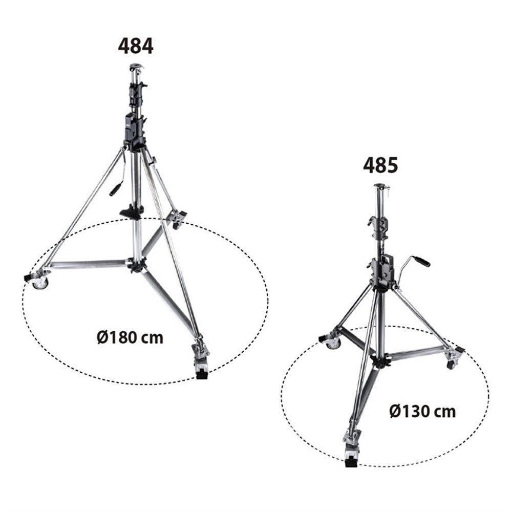 484 - Heavy Duty Wind-Up Stand footprint size comparison