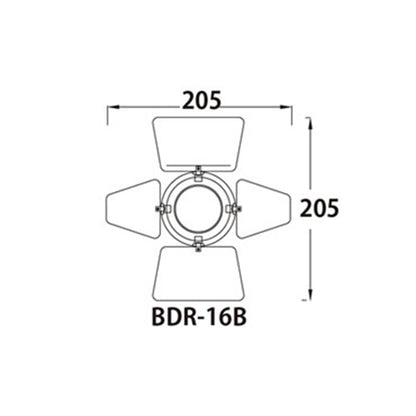 BDR-16B - 4-Leaf Barndoor for PAR 16 dimension drawing