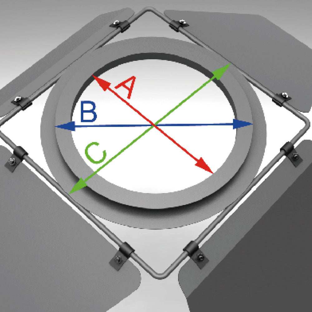 BDR-16B - 4-Leaf Barndoor for PAR 16 beam angle adjustment diagram