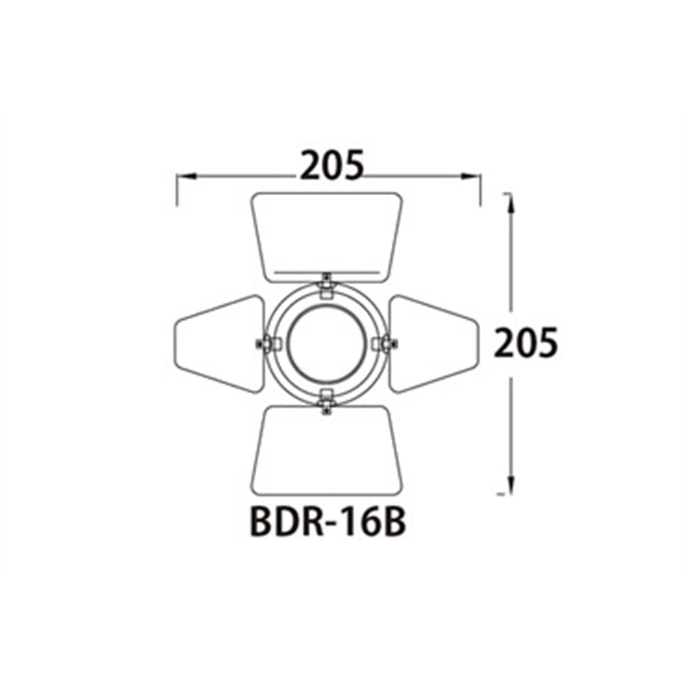 BDR-16P - 4-Leaf Barndoor for PAR 16 dimension drawing