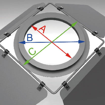 BDR-16P - 4-Leaf Barndoor for PAR 16 beam angle adjustment diagram
