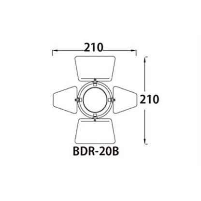 BDR-20B - 4-Leaf Barndoor for PAR 20 dimension drawing