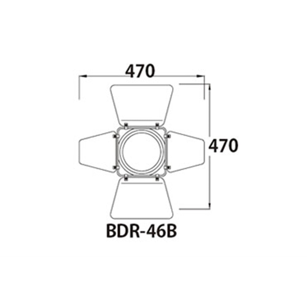 BDR-46B - 4-Leaf Barndoor for PAR 46 dimension drawing