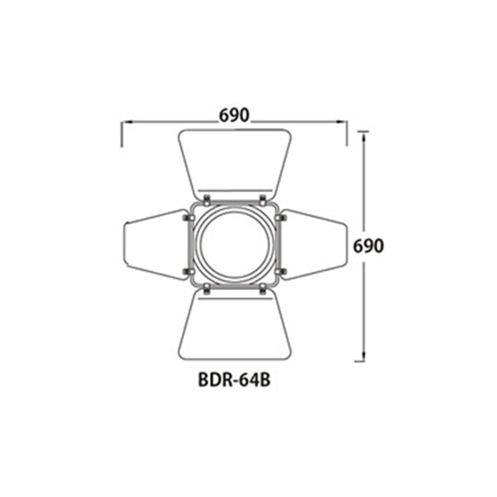 BDR-64B - 4-Leaf Barndoor for PAR 64 dimension drawing