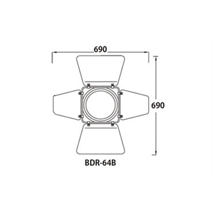 BDR-64B - 4-Leaf Barndoor for PAR 64 dimension drawing
