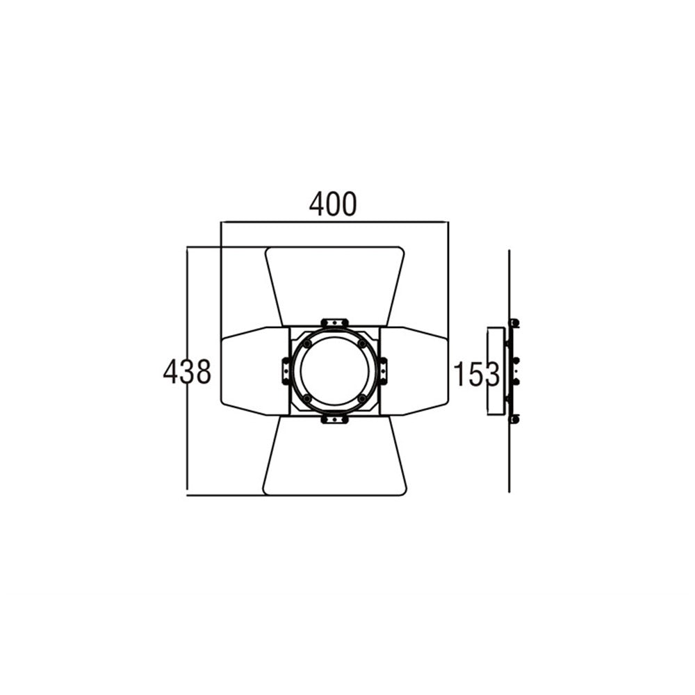 BDR-FS05 - Barndoor for Fresnel 500 W dimension drawing
