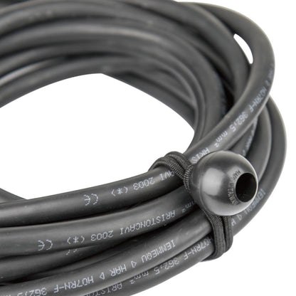 BG4506 - 6" Heavy Duty Black Ball Bungees close-up view around cables