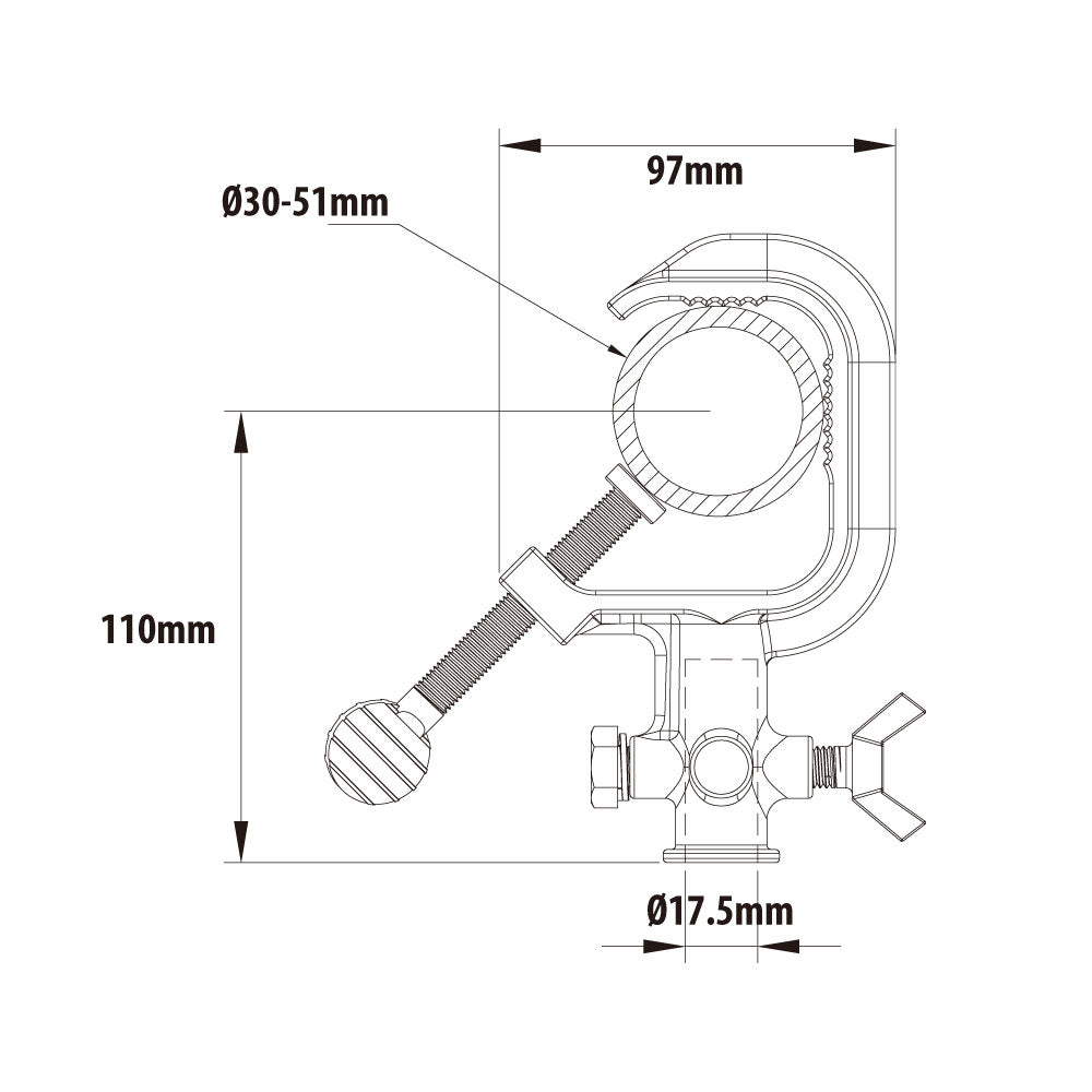 C-01B - Steel Iron Casting Clamp dimension drawing