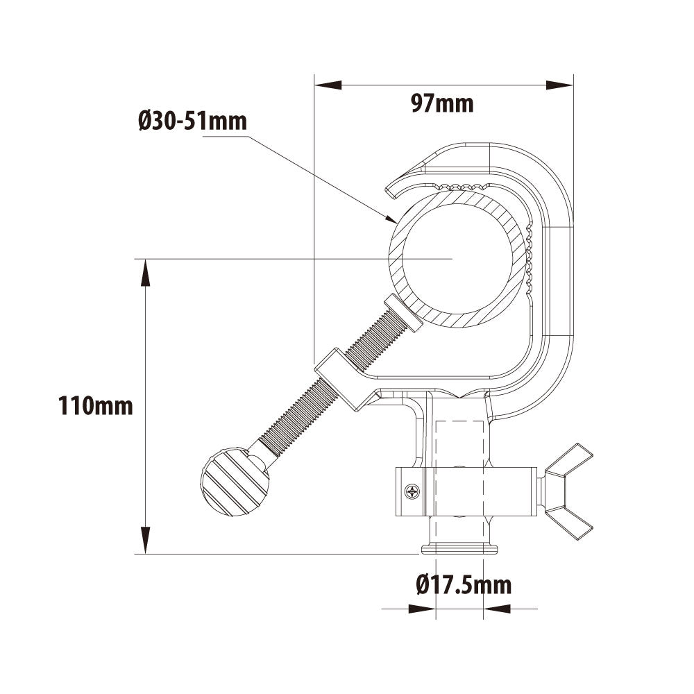 C-01QB - Quick Release Steel Iron Casting Clamp dimension drawing