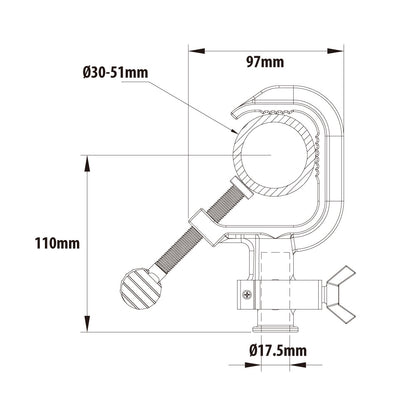 C-01QB - Quick Release Steel Iron Casting Clamp dimension drawing