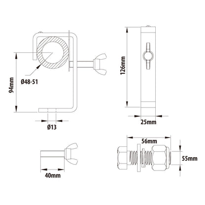 C-02BN-P - Stage Clamp with Protective Tab dimension drawing