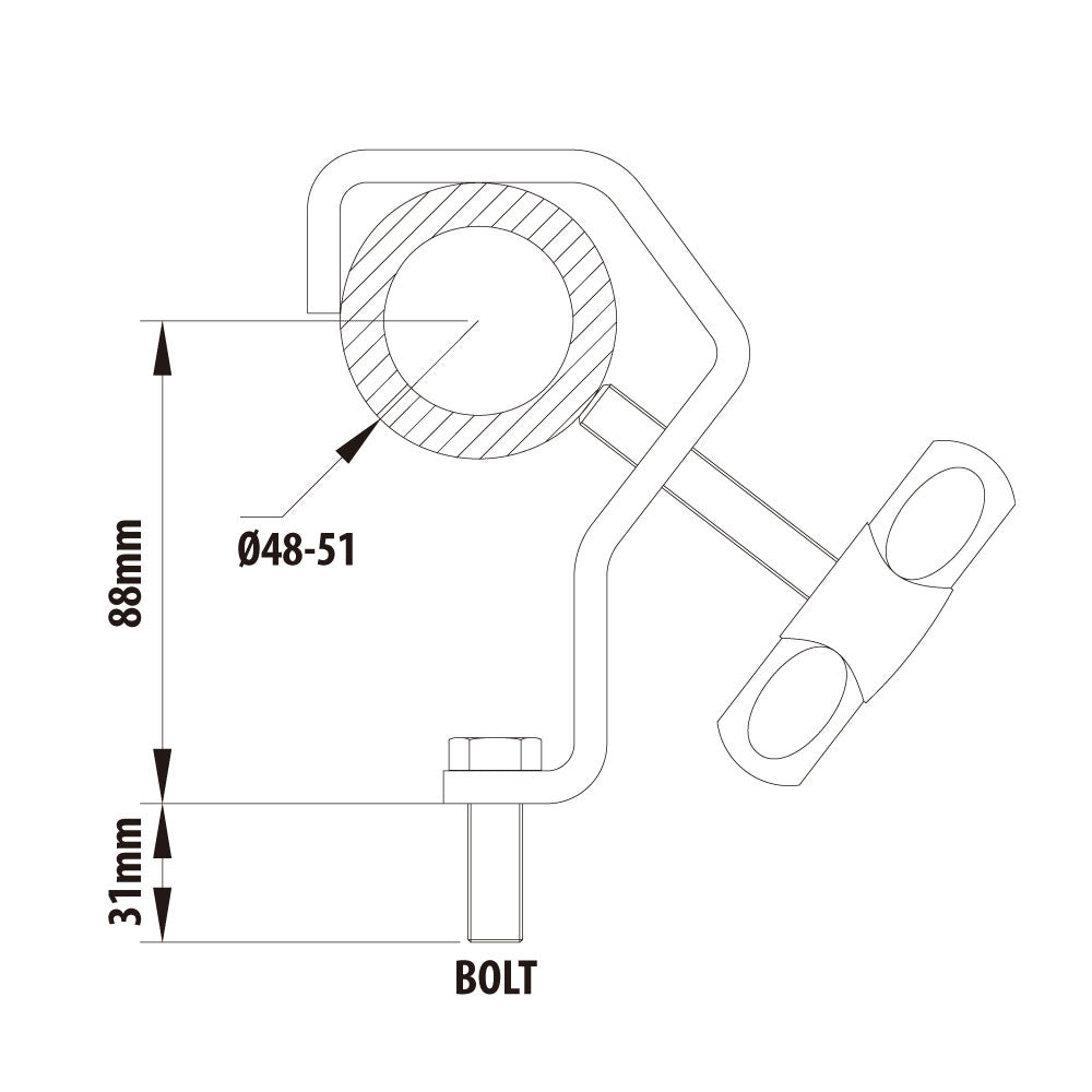 C-03 - Steel Hook Clamp dimension drawing