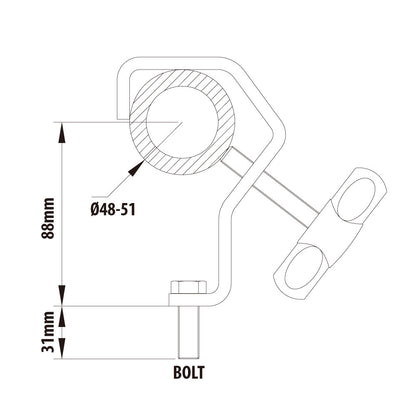 C-03 - Steel Hook Clamp dimension drawing