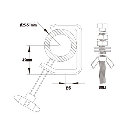 C-04 - Steel Hook Clamp dimension drawing