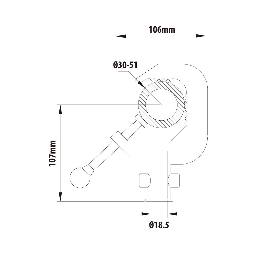 C-05B - Aluminum Alloy Hook Clamp dimension drawing