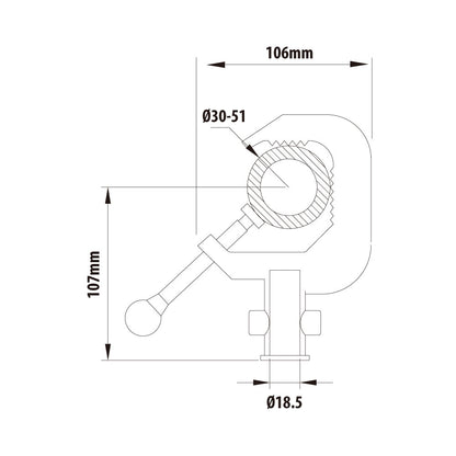 C-05B - Aluminum Alloy Hook Clamp dimension drawing