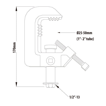 C-06 - Heavy Duty Iron Casting Clamp dimension drawing